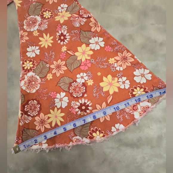 Altar'd State Orange Print Hobo Hippie Flared Jeans Size S - Picture 8 of 11